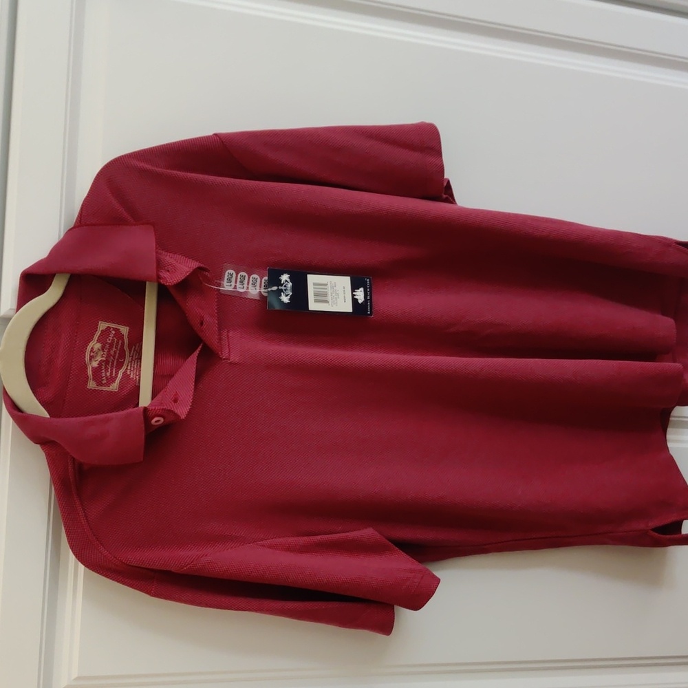 NWT Bahama Beach Club $58 Red Polo Golf  Shirt Size Large